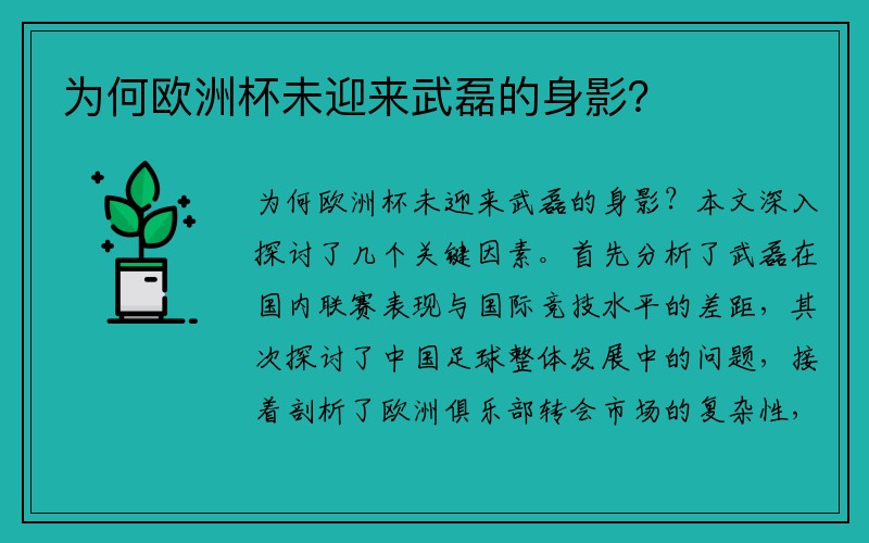 为何欧洲杯未迎来武磊的身影？